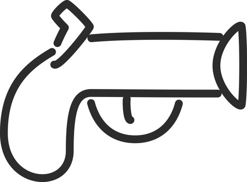 Antique Flintlock Pistol Vintage Pirate Gun Outline Icon