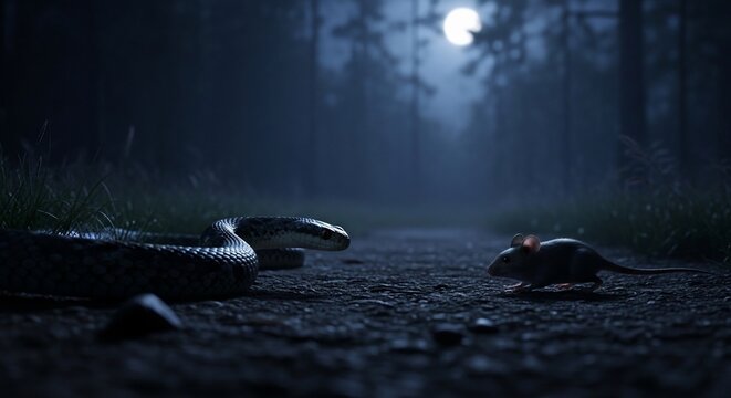 Snake and mouse confrontation
