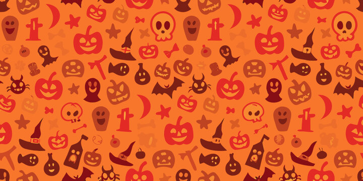 halloween pattern a seamless orange background with spooky icons
