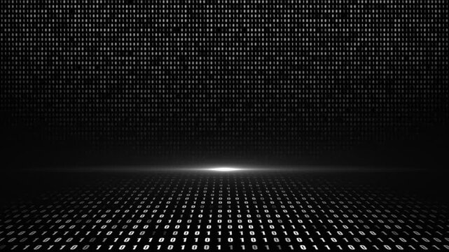white color data flowing binary code hi tech design loopable seamless black technology 3D space background