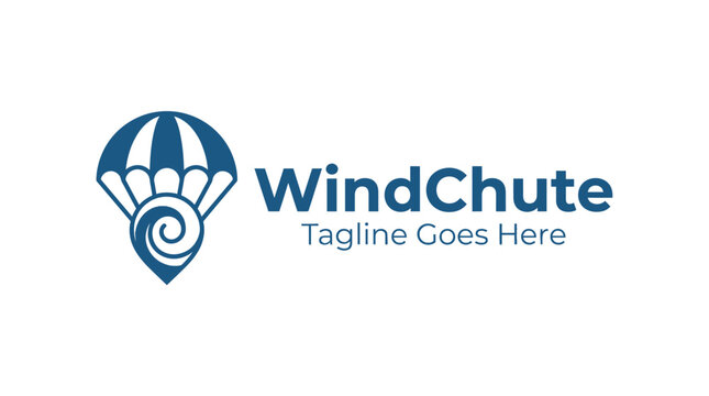 parachute icon with location pin for travel navigation logistics delivery outdoor adventure and mobility branding Logo Design