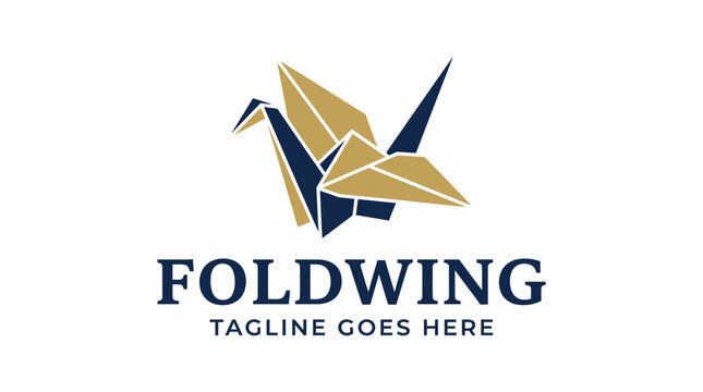 minimalist origami bird logo with folded wing design for modern branding creativity freedom nature eco friendly technology Logo Design