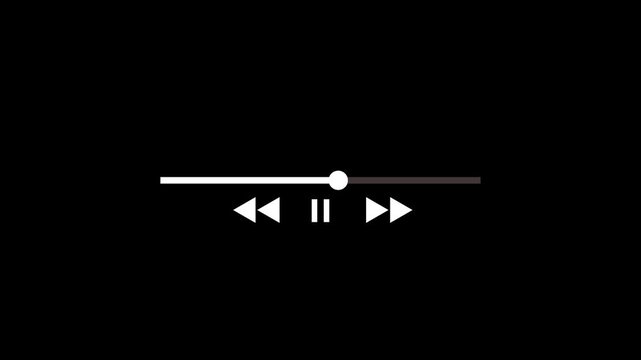 Media player template scroll bar button with audio reactor,Music player progress bar, Media player template, Music bar icon.Bar animation for video or music player on black background.