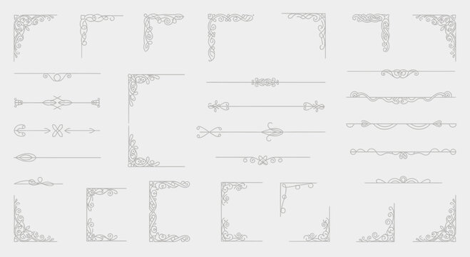Elegant Vintage Ornate Borders and Dividers - Decorative Flourishes Collection