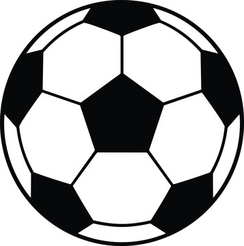 A professional black and white soccer ball vector graphic isolated on a white background with crisp flat lighting for sports design.