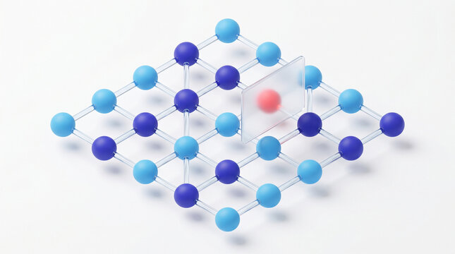 Premium 3D Minimalist Illustration of AI Drug Discovery Molecular Grid and Computational Biotech Gene Editing SaaS Interface