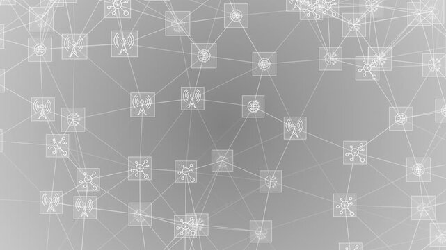 white color glowing nodes connected by lines data transfer digital document and cloud storage futuristic design loopable technology 3D background