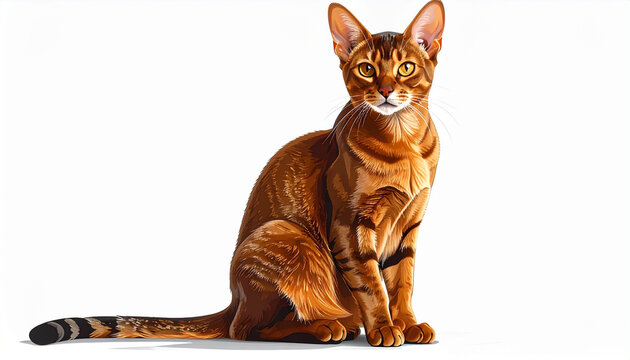 Abyssinian cat portrait on white background
