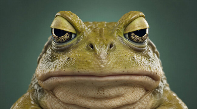 Grumpy toad with a funny angry expression