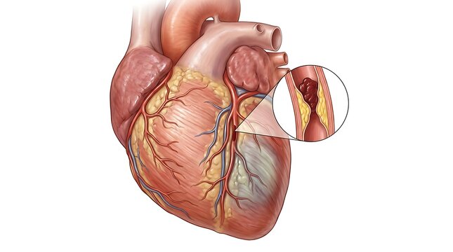 Heart Attack Coronary Artery Blockage Medical Illustration