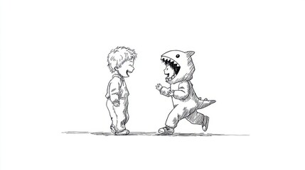 Fototapeta premium Two Playful Kids in Costumes Enjoying a Fun Day of Pretend Play