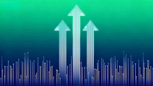 Three upward arrows on gradient background