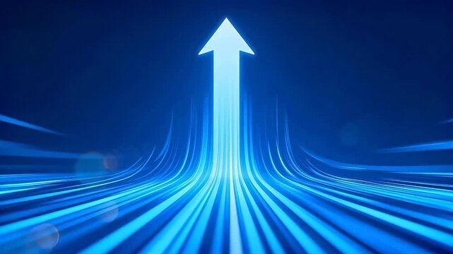 Blue glowing arrow pointing upward