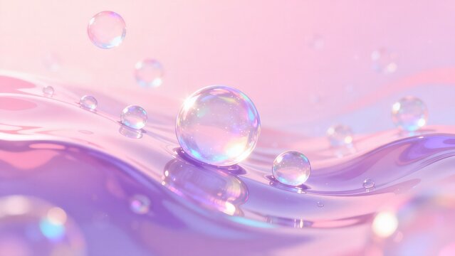 Water bubbles on liquid surface