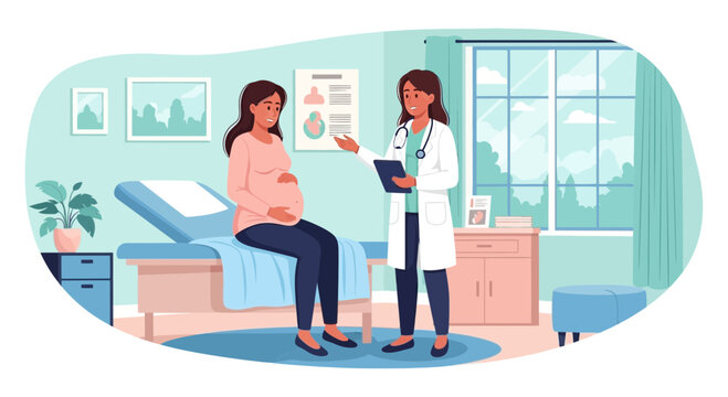 Pregnant Woman Doctor Visit, Medical Consultation, Pregnancy Health Checkup, OB-GYN Examination