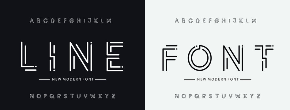 Future tech circuit alphabet font. Minimal typeface with technology digital network vector illustration.