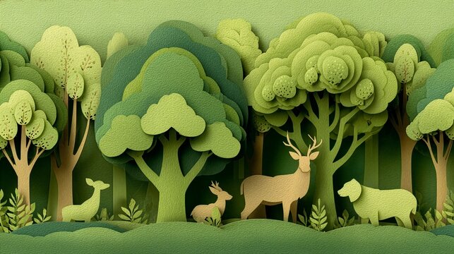 trees and animals in the forest