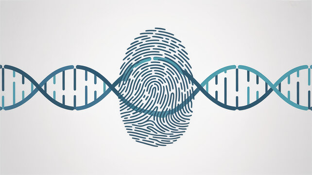 Dna strand with fingerprint illustration genetic testing DNA sequence