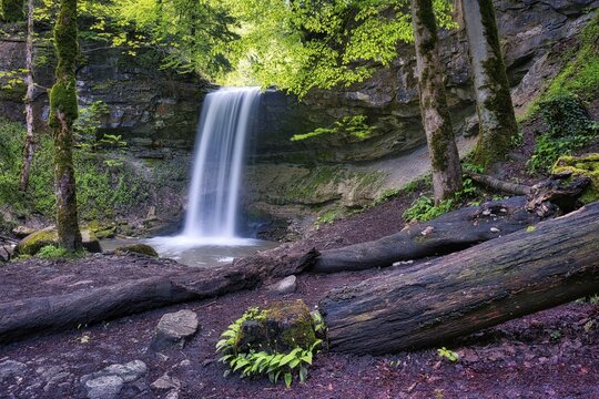 Waterfall in the Aabachtobel, Horgen, Canton Zurich, Switzerland
