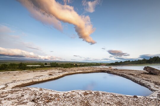 Blesi thermal spring, Haukadalur geothermal area, Golden Circle, Southern Iceland, Iceland