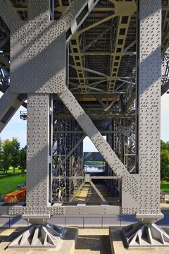 Interior view of the old Niederfinow ship lift, Oder Havel Canal, Brandenburg, Germany