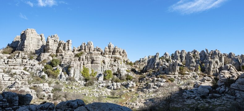 Rock formations of limestone, El Torcal Nature Reserve, Torcal de Antequera, Province of Malaga, Andalusia, Spain