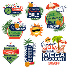Fototapeta premium Green and red colors. Summer floral tropical offer and leaf promotion create fresh savings look. Ideal for summer promo banners.