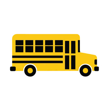Iconic yellow school bus side view graphic illustration.