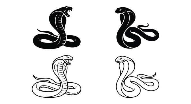 cobra silhouette designs black and white vector illustration
