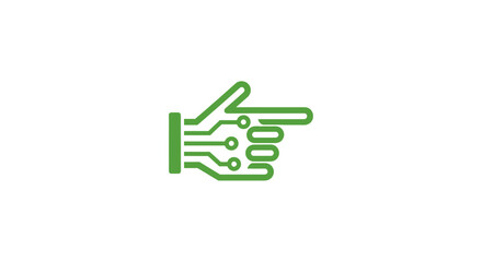 Obraz premium Digital Hand Pointing Left with Circuit Board Pattern.