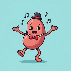 Naklejka premium Cartoon potato dancing happily music.