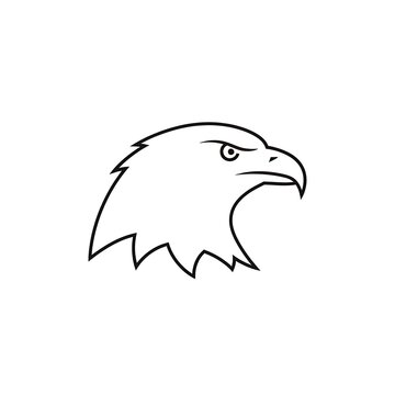 Bald eagle head black line art.