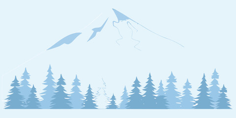 mountain and pine tree landscape flat vector illustration © Rathin