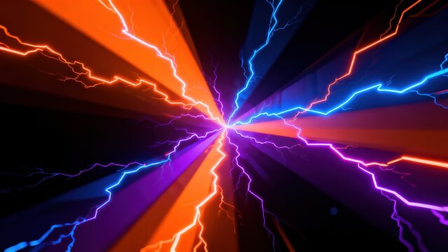 Colorful electric lightning bolts