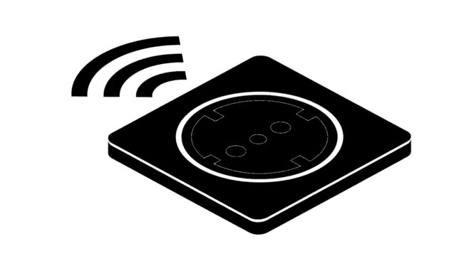 Vector illustration of smart power socket icon, wireless electrical outlet for home automation on a transparent background