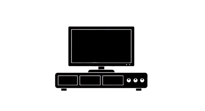 Vector illustration of flat screen television on a media console stand on a transparent background