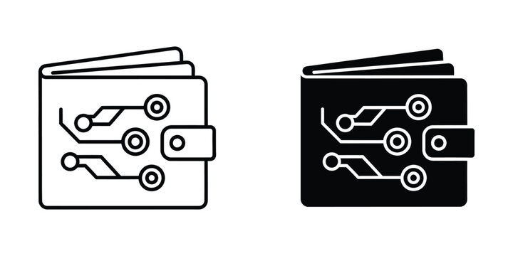 Digital cryptocurrency wallet icon with circuit board pattern secure payment cryptocurrency