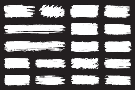 Rough brush square, rectangle frame with torn edges and jagged borders. Square and rectangle shapes for text boxes, vintage paper texture with rough brush black ink strokes. Vector illustration