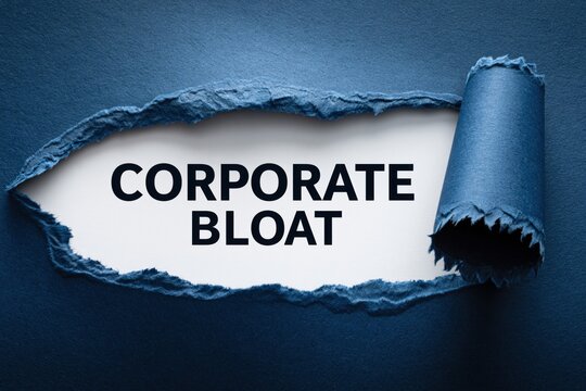 Corporate Bloat Business Inefficiency on Torn Paper
