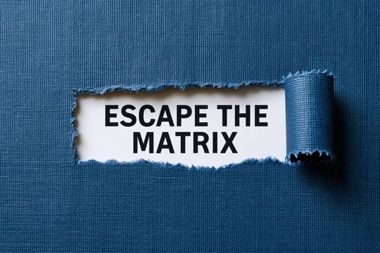 Escape The Matrix motivational phrase revealed on white paper