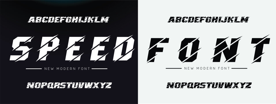 Speed sport font, automotive type for modern dynamic logo, headline, auto car branding and merchandise, typography and packaging. Wide bold italic letters, vector typographic design