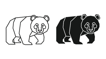 Simple panda bear walking in contrasting line art style © JahidulStockk