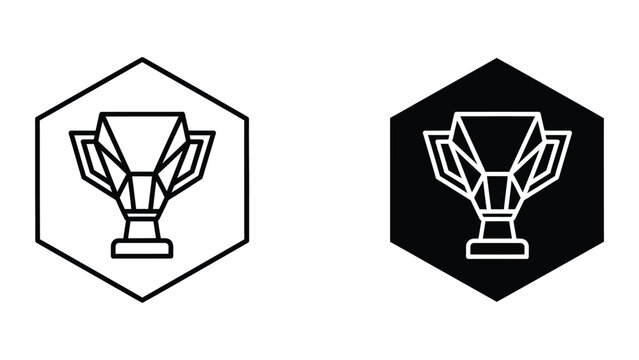 Minimalist trophy cup icon in hexagonal badge