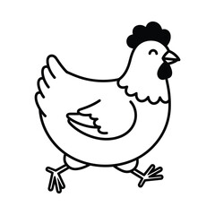 Naklejka premium A simple illustration of a chicken walking on a plain background