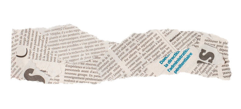 Torn newspaper clipping with French text