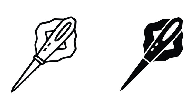 Simple black and white feather duster icons