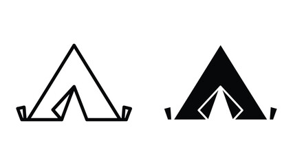 Minimalist mountain camping icon with tent illustration ©  afiyastock