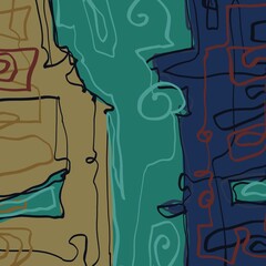 Abstract image for printing. Picture for modern interiors. The picture is painted by hand on a tablet. © neurostructure
