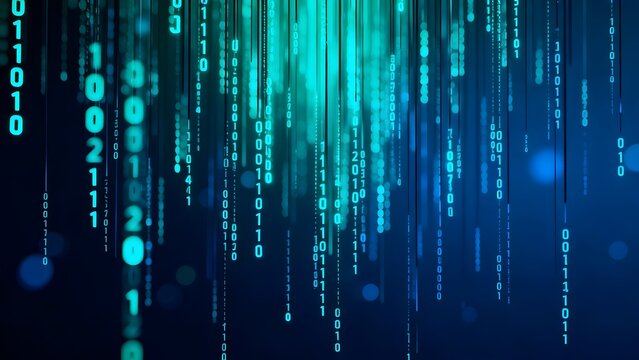 Digital binary code rain effect