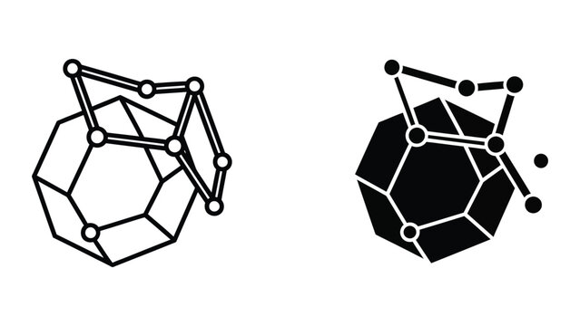 Geometric molecular structure with polyhedron and nodes illustration
